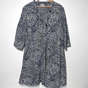 Zuri Kenya Cotton Shirt Dress XL Womens Blue World Wide Web Print